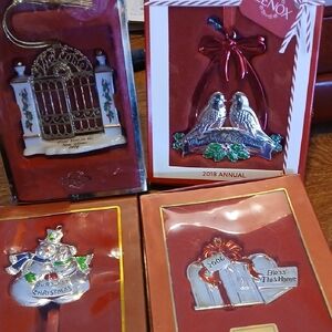 Lenox Silver and Red Holiday Ornament Collection